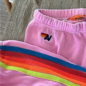 Aviator Nation Pink Pants with Multicolor Stripes